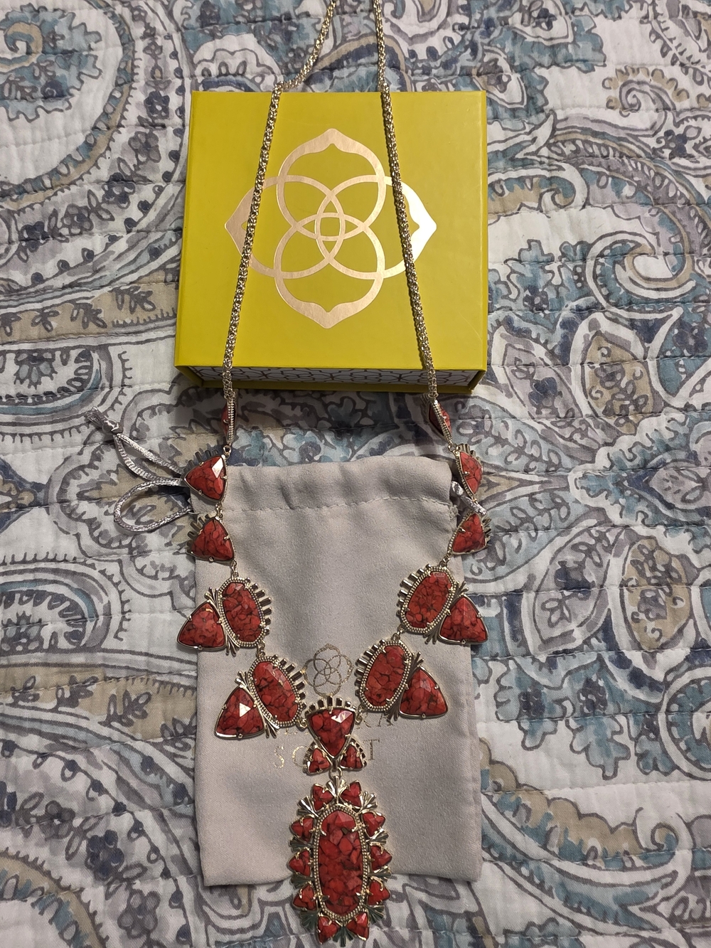 Kendra Scott Red Havana Statement Necklace
